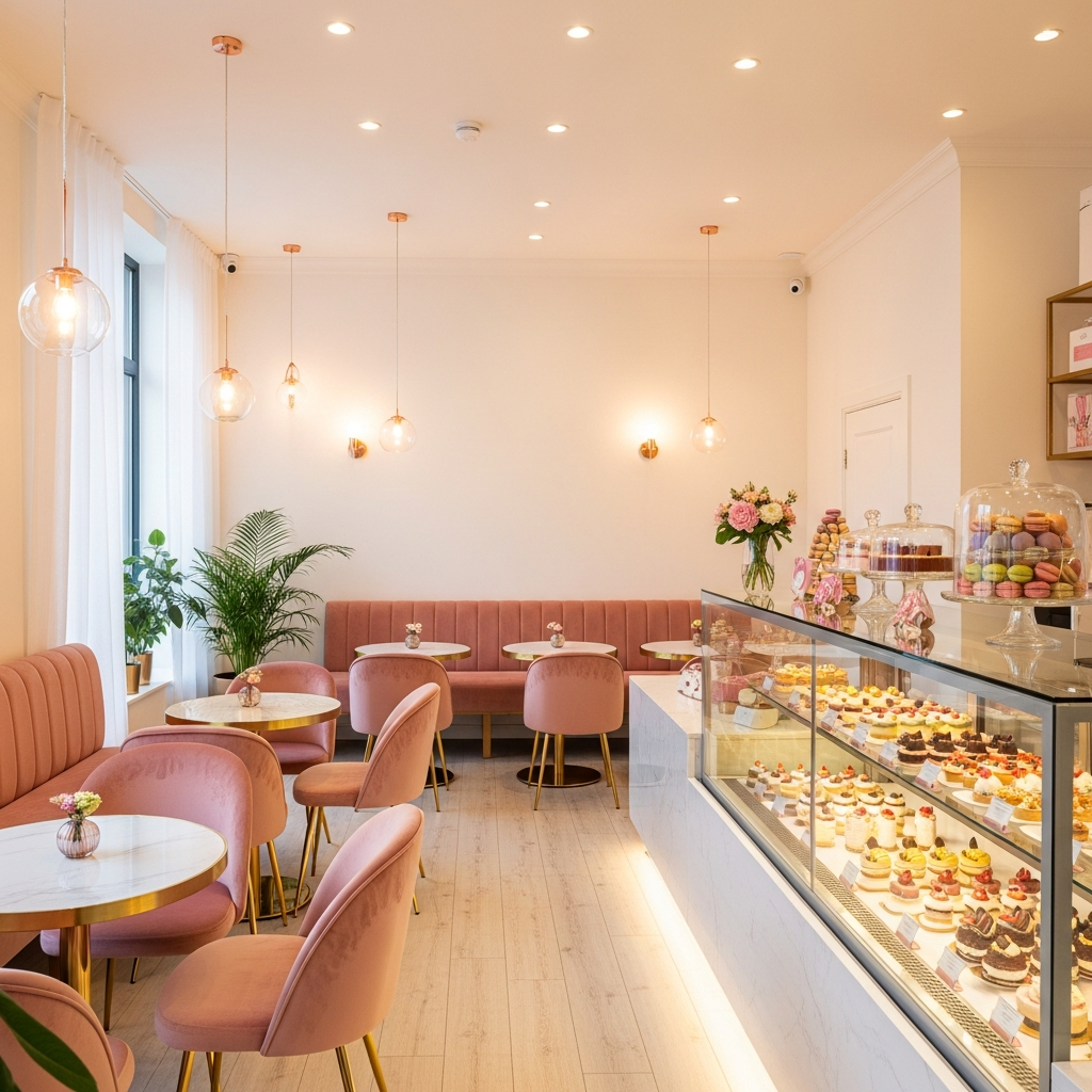 The elegant and welcoming interior of a Pink Waffles boutique