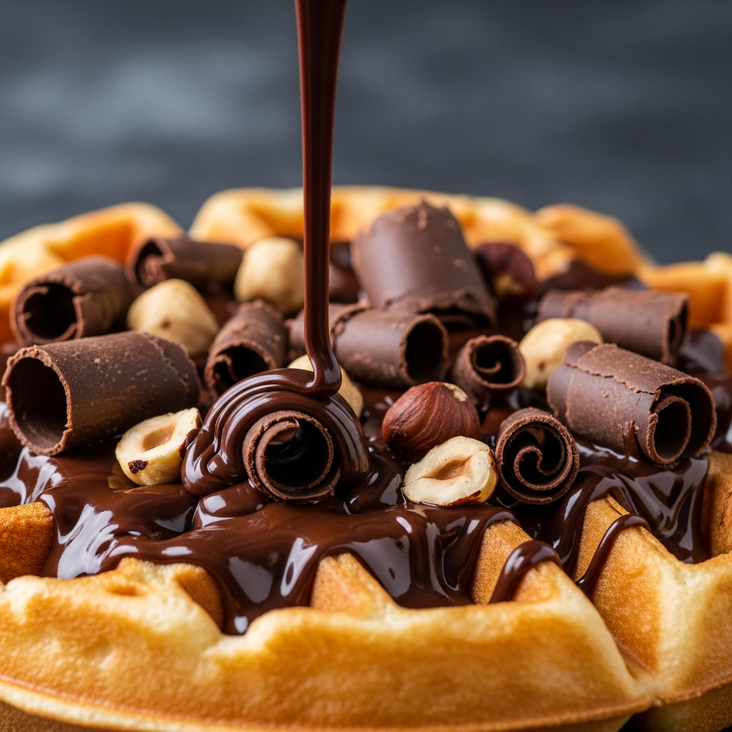 A decadent waffle with Belgian chocolate
